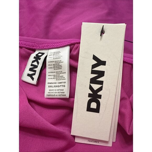 DKNY Size XXL Pink Ruffle Plunge Underwire Tummy-Control One-Piece Swimsuit New - Picture 4 of 6